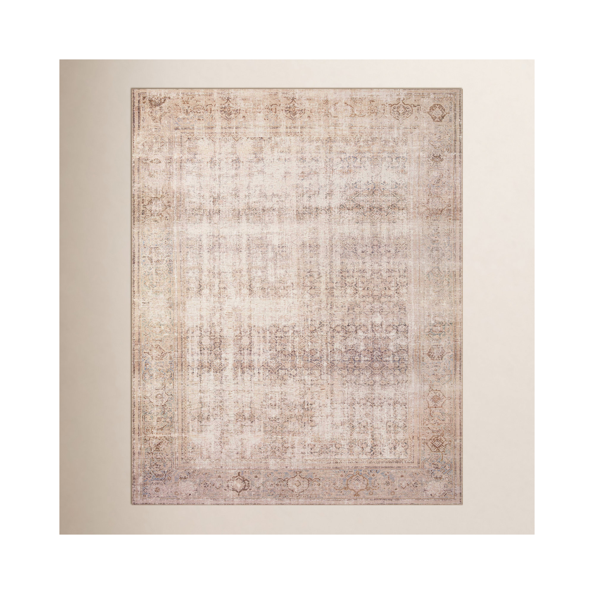 Georgie Oriental Ocean/Sand Area Rug, Square 1'6"