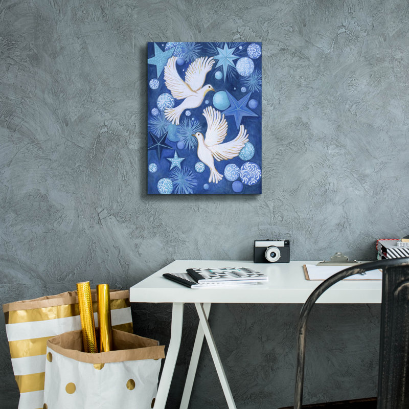 «Christmas Doves» par Andrea Strongwater, art mural sur toile, H 16 po x l 12 po x P 0,75 po
