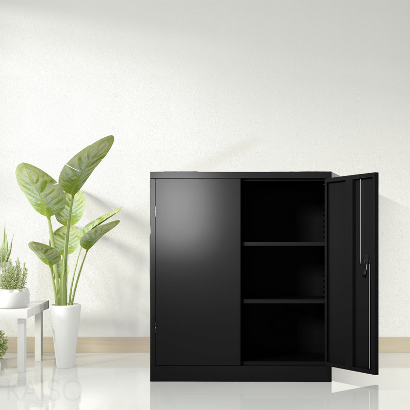 Armoire de rangement en métal avec 2 portes et 2 tablettes