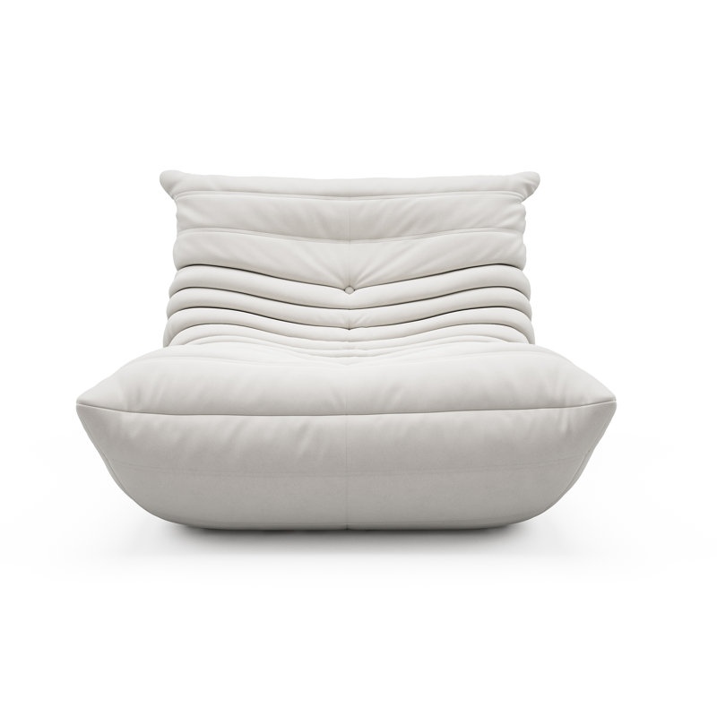 Armless 3-Seat Togo Three Seater Large Bean Bag Sofa, Titanium White Polyester, 29.13" H x 34.25" W x40.1" D