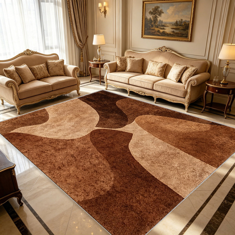 Brown Beige Abstract Wave carpet-easy to clean, machine-washable, soft and comfortable; suitable for door mats, kitchens, living rooms, bedrooms, corridors, and laundry areas. Easy to clean, durable carpet for home decoration.