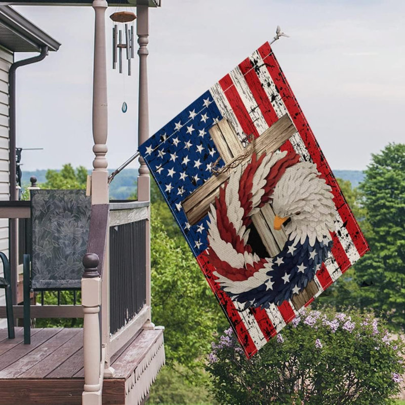 Drapeau de jardin 2 x 18 po Godelind, Toile de jute, H 28 po x l 40 po