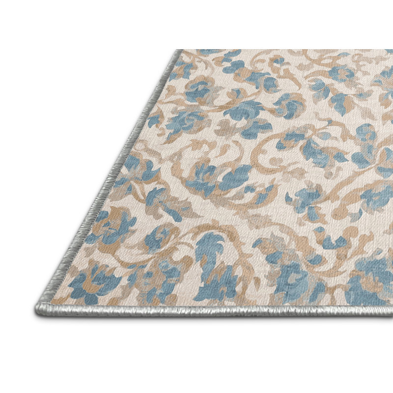 Machine Washable Beige Area Rug, Runner 2' x 4'