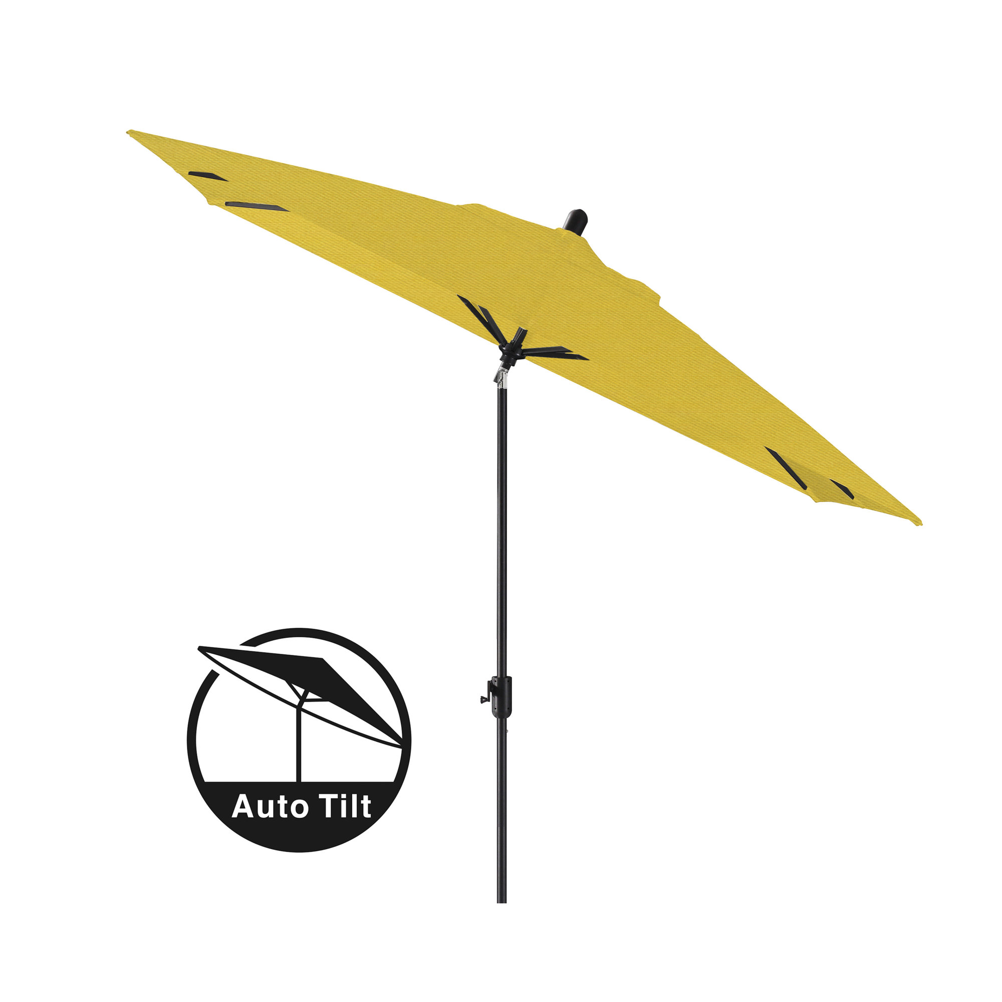 Olivier 116.7'' Outdoor Umbrella, Black Sapphire, Canvas Sunflower Yellow Sunbrella® Canvas