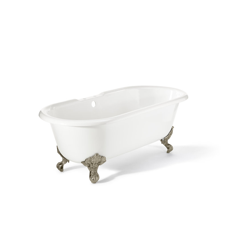 Regal 68'' L Soaking Bathtub, Polished Nickel, White Interior with White Exterior