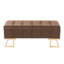 Banc de rangement en acier doré et velours brun-130849893