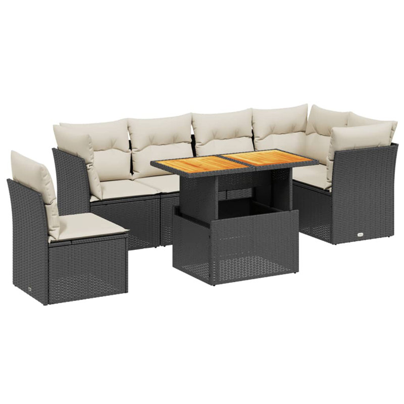 Vidaxl Garden Sofa Set Black, Cream White