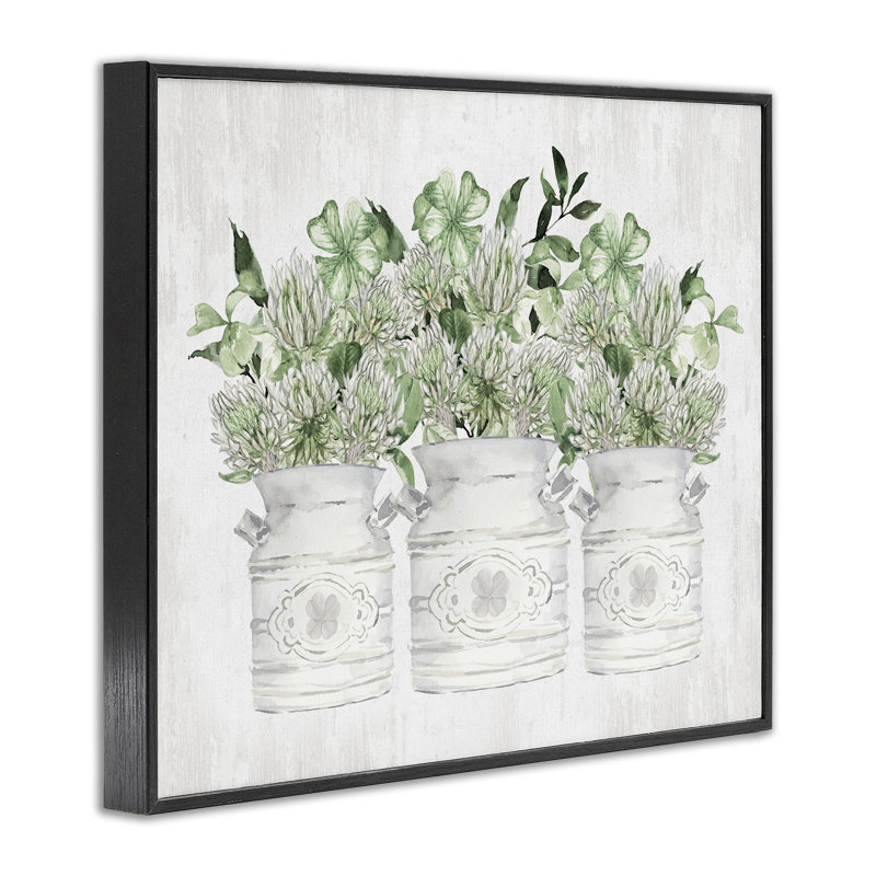 Rustic Spring Shamrock Assortments, giclée encadrée, design avec lettres et doublure, Giclée encadrée noir minuit