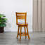 Tabouret pivotant à dossier et à lattes de 24 po de hauteur comptoir, finition naturelle, siège en tissu beige-1996414227-1996414224
