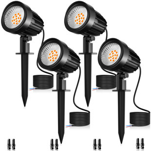 Paquet de 4 projecteurs de paysage à basse tension de 15 W à DEL, éclairage extérieur imperméable IP66 - Blanc chaud