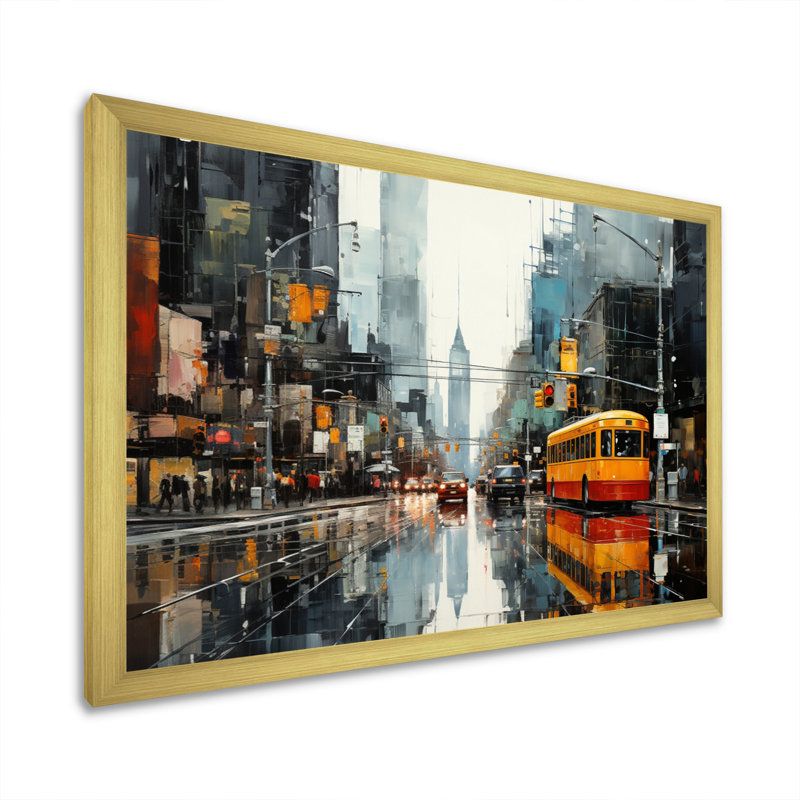 Cityscape Collage IV sur toile, Cadre doré à une seule photo, H 30 po x l 40 po x P 1,5 po