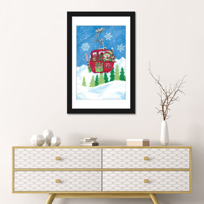 X-Mas 25 Ski Lift - Reproduction d'art murale - Papier d'art encadré