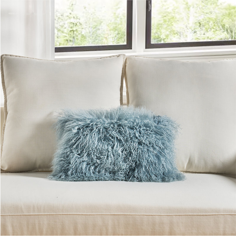 Housse et insert de coussin rectangulaire en laine, Gris, Plumes