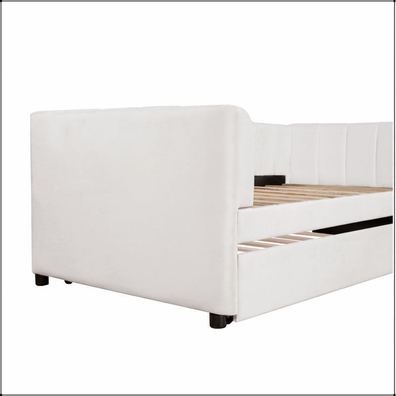 Lit de jour rembourré avec dossier ErgoNomic Design et lit gigogne, Beige