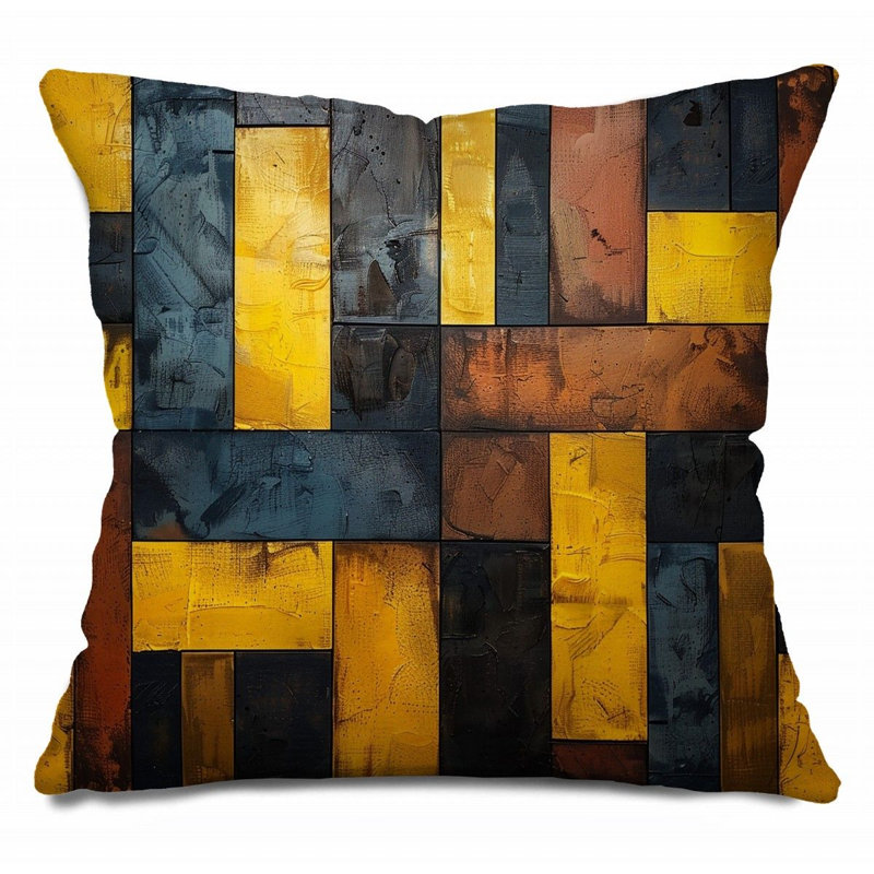 Coussin décoratif abstrait coloré, H 14 po x l 14 po