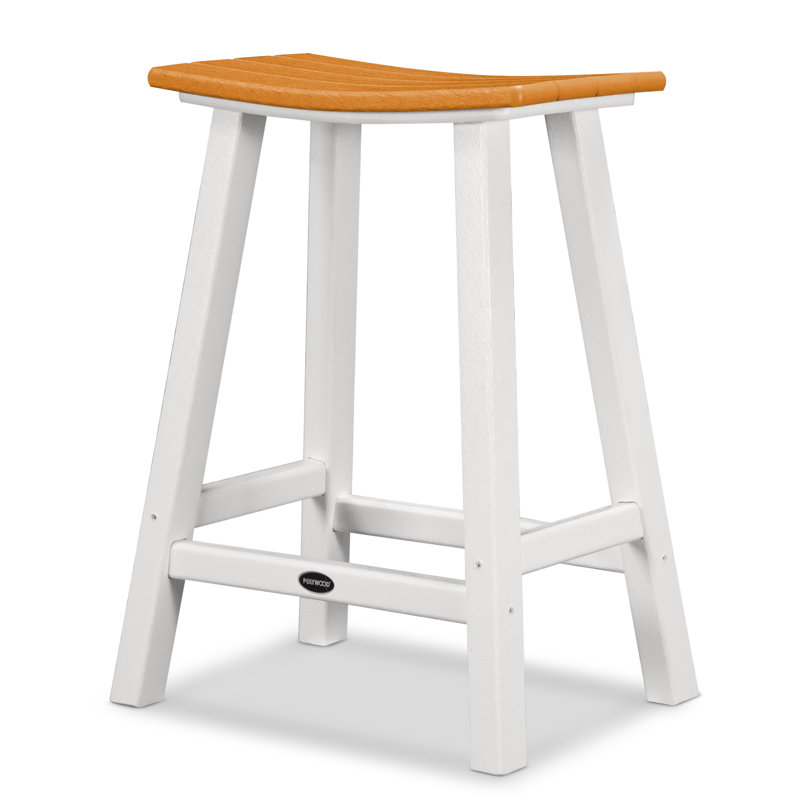 Tabouret de comptoir POLYWOOD Contempo 24 po, Blanc, Tangerine
