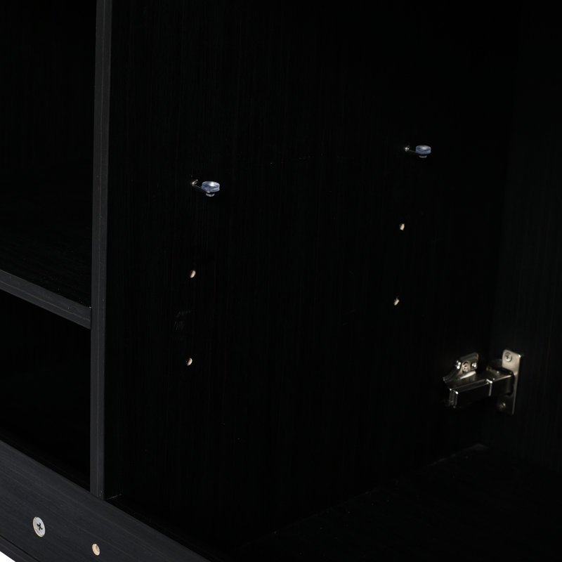 Meuble-lavabo autoportant de 48 po en châtaignier noir - Design moderne avec porte à fermeture en douceur et espace de rangement suffisant pour une baignoire d'apparence abondante