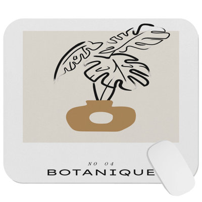 Botanical Monstera Leaves Beige Botanicals Monstera Leaf Bohemian Gaming Cute Office Laptop Desk Pad Gift Mat Square Rectangle Non-Slip Mousepad