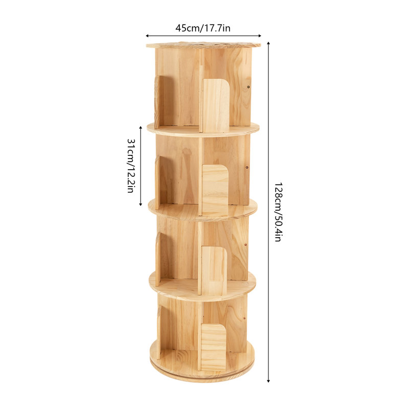 Shaliek H50.4" 4-Tier Floor Standing Rotating Bookshelf