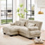 Canapé modulaire Cloud Couch pour le salon, canapé 2 places en chenille avec 2 coussins lombaires et 2 coussins décoratifs, canapé rembourré à large accoudoirs avec repose-pieds convertible, chenille