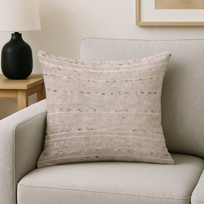 Coussin décoratif intérieur / extérieur gris Modern Modern, Carré 16 po, Beige abstrait 20