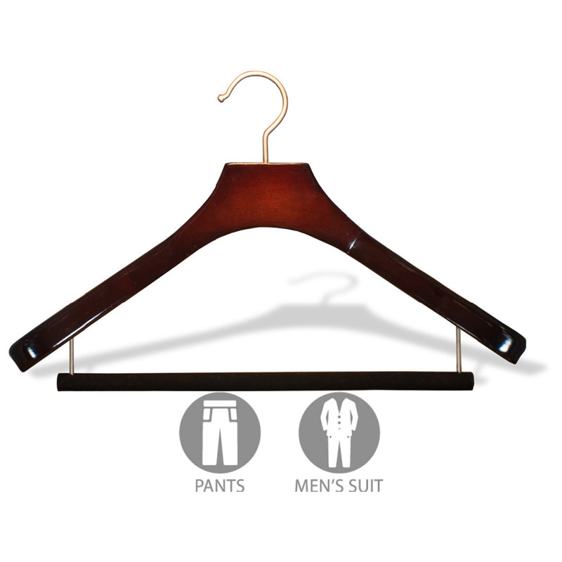Cintre en bois antidérapant pour robe / chandail / chandail, Cerisier / chrome brossé