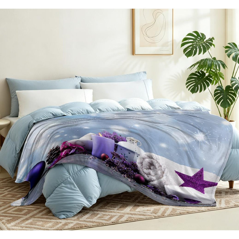 Jeté en molleton mauve ultra doux mauve, imprimé spa simple face, Throw 50" x 60"