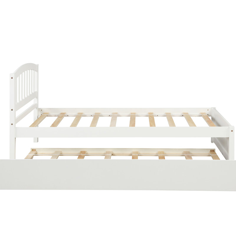 Lit plateforme simple avec lit gigogne, blanc - bois massif pour lit gigogne reposant