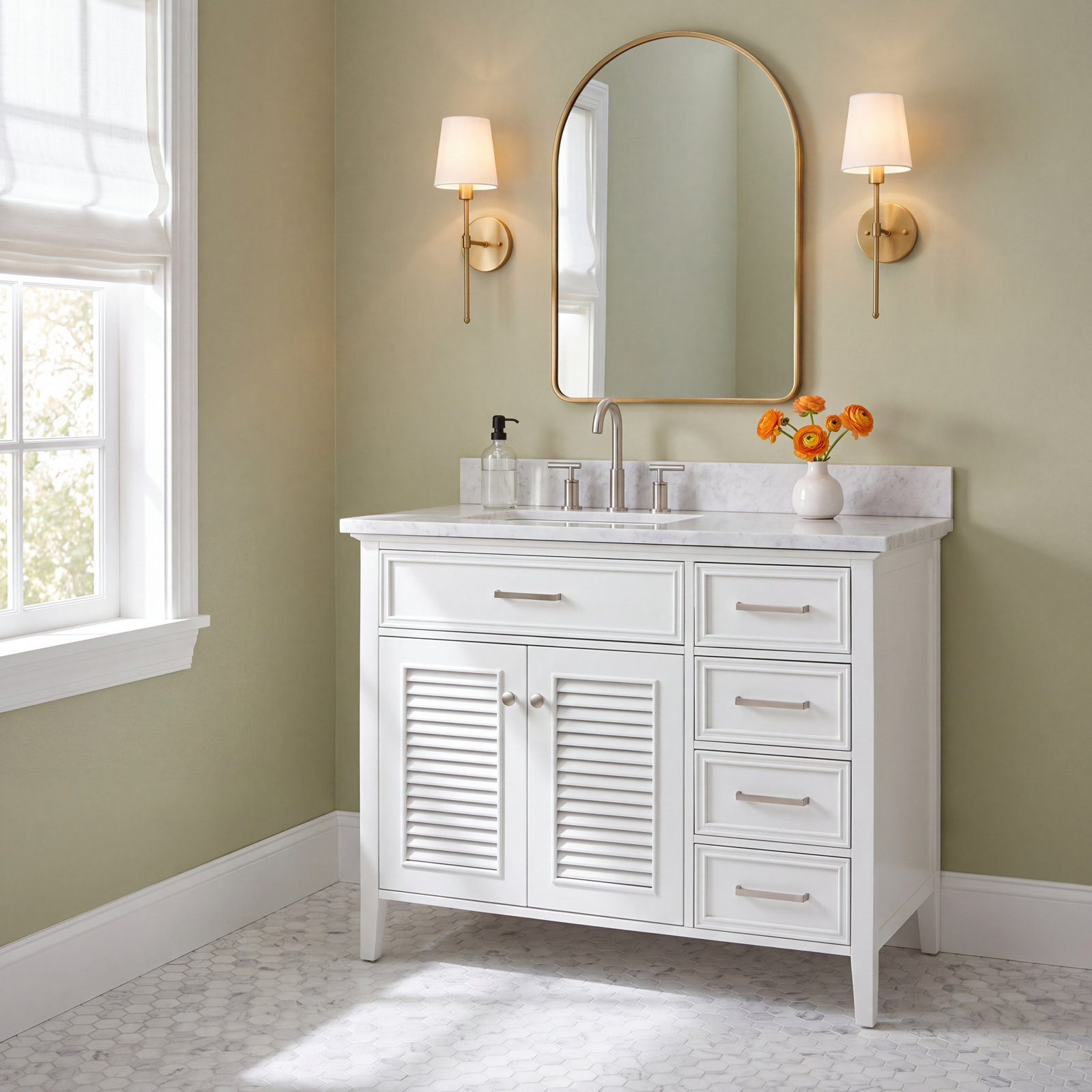 43'' Single Bathroom Vanity, Left, White
