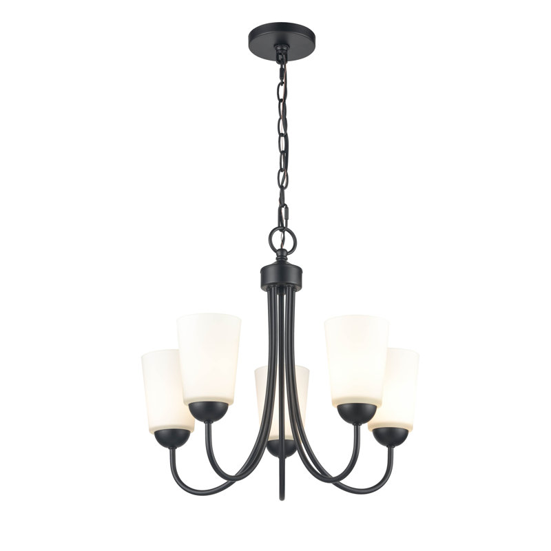 Lustre classique / traditionnel à 5 lumières , Noir mat