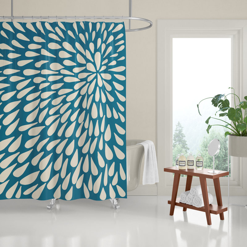 Rideau de douche, Turquoise, Beige