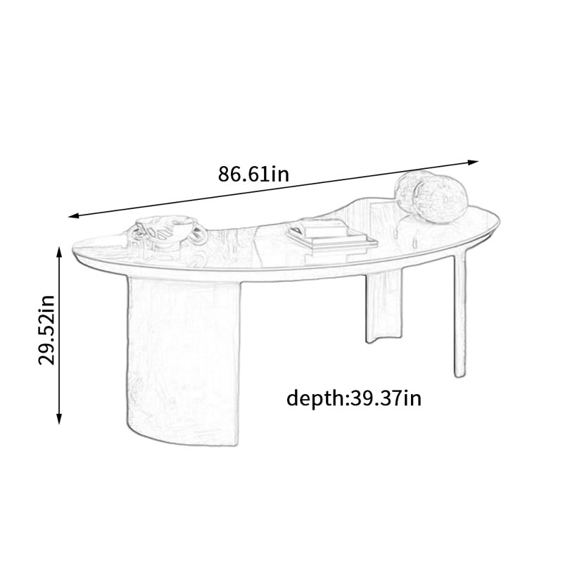 Bureau d'écriture Creative, H 29,52 po x l 86,61 po x P 39,37 po