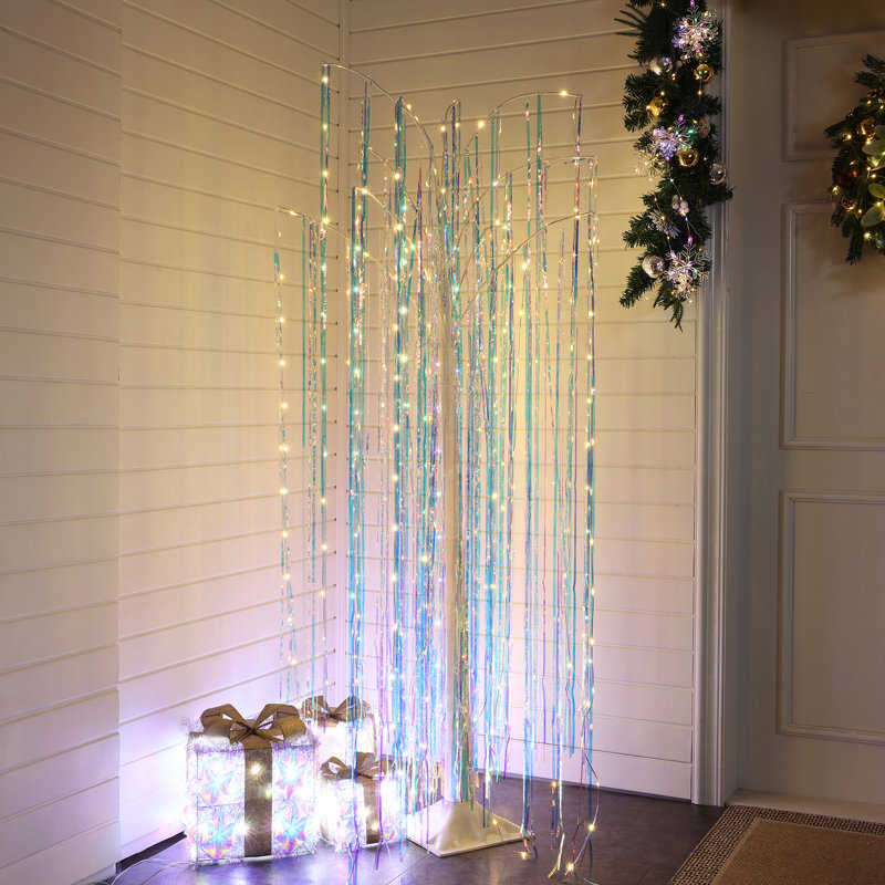 6Ft Lighted White Willow Artificial Tree Decoration