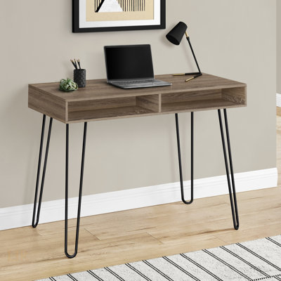 Modern Laminate Computer Desk With Storage And Metal Hairpin Legs For Home Office