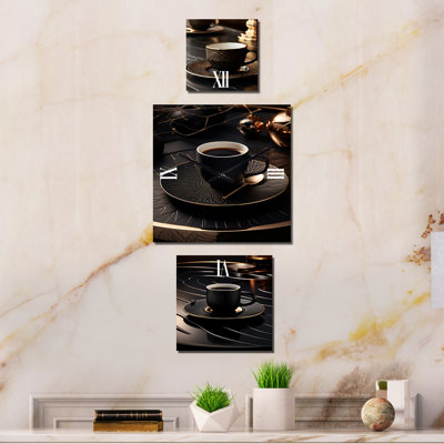 Gonsalo - Horloge murale surdimensionnée pour café et thé - ensemble de 3