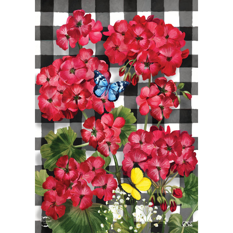 Checkered Geraniums Garden Flag