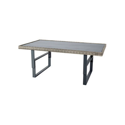 63.4"W Contemporary Height-Adjustable Table, Gun Metal/Brown/Gray