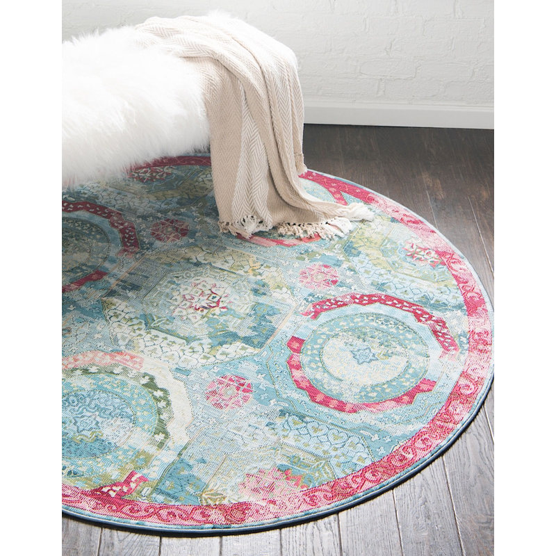 Tapis oriental vert Mulvihill, Rond 5 pi 5 po