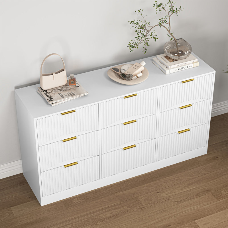 Commode 9 tiroirs blanche, Blanc