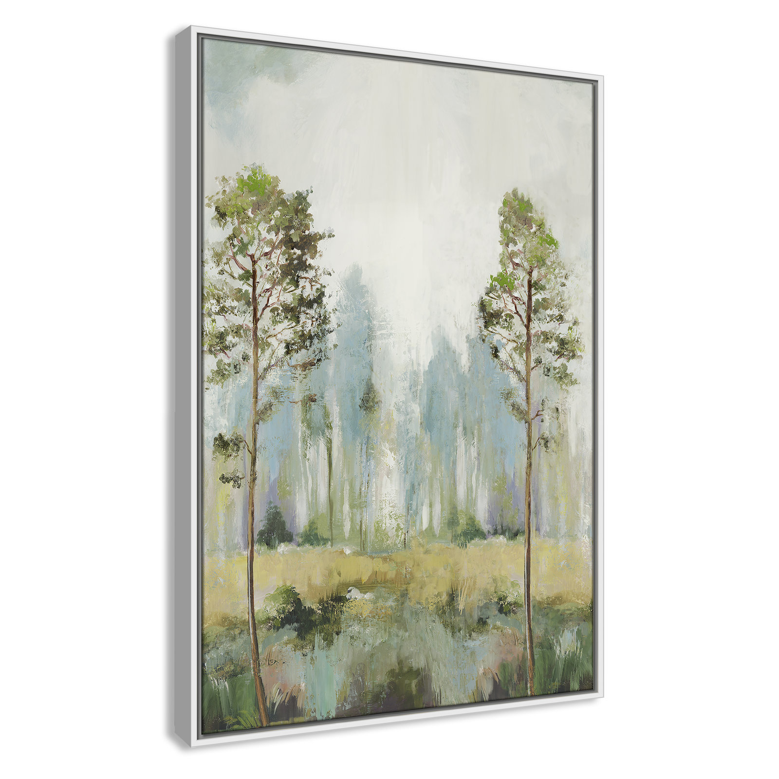 Teton "Tall Green Trees II" Print by Allison Pearce, 37.5" H x 25.5" W, White