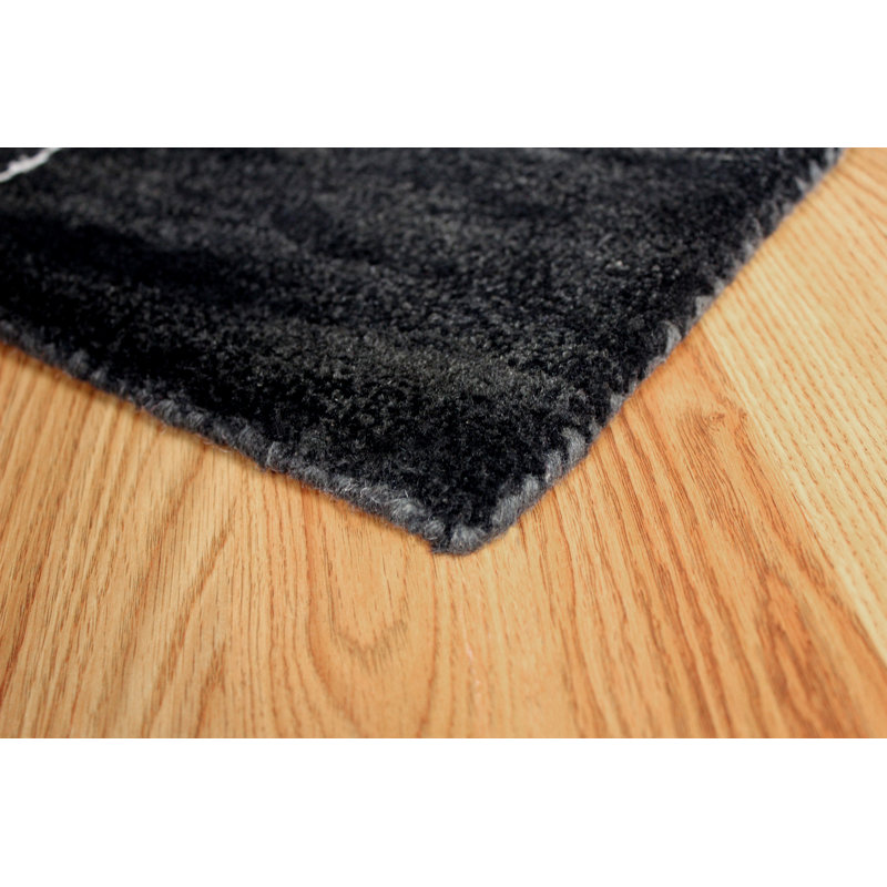 Tapis gris foncé touffeté à la main Lightner, Rectangle 5 pi x 8 pi