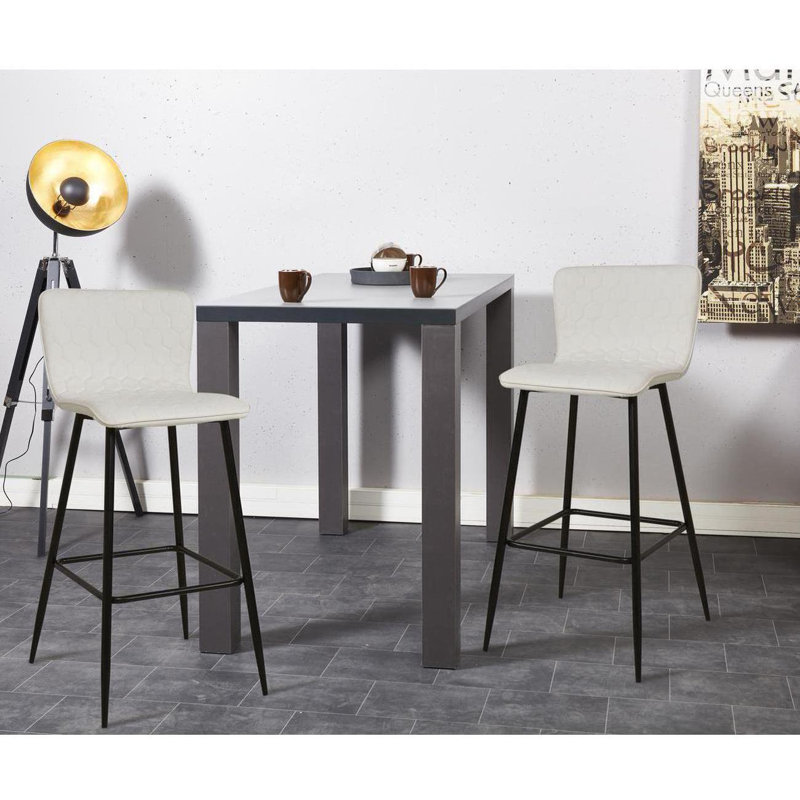 Choquette Upholstered and Faux Leather Bar Stool, White