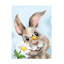Œuvre d'art sur toile lapin, fleur et papillon-104292758