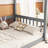 Full Size Canopy Frame Floor Bed With Fence, Guardrails-1001568347-1001568345