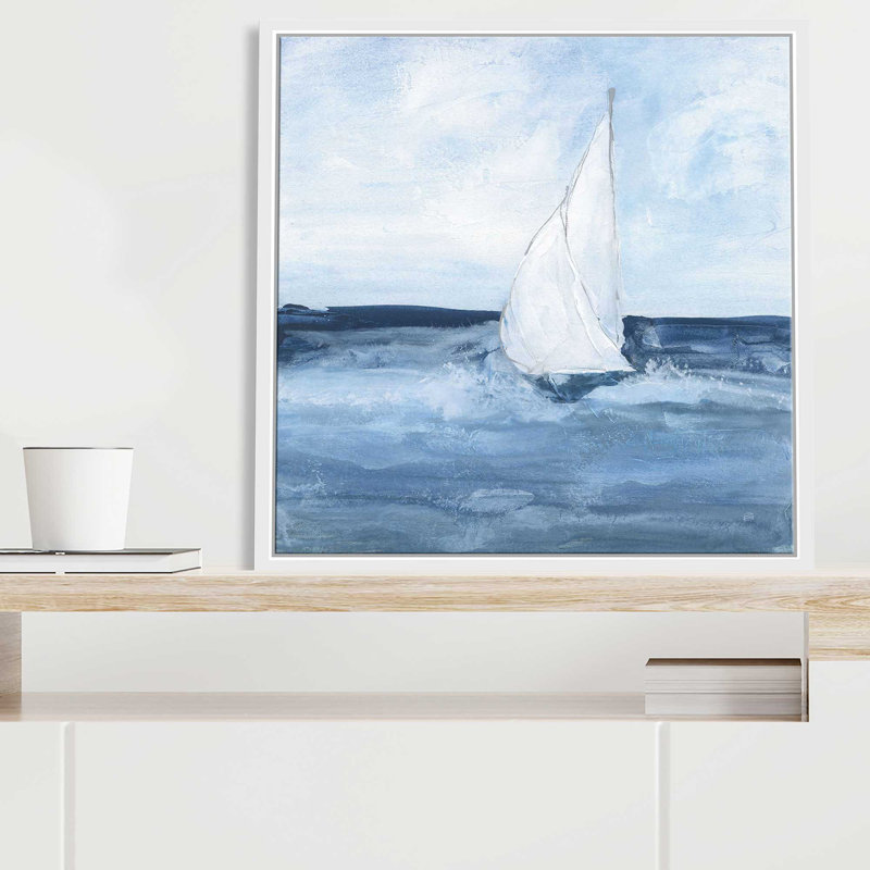 Voiliers I - Peinture, L 27,5 po x H 27,5 po, Cadre blanc