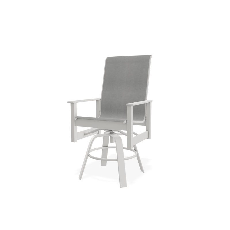 Leeward Polymer Outdoor 26'' Counter Stool, Snow, Alloy Sunbrella®