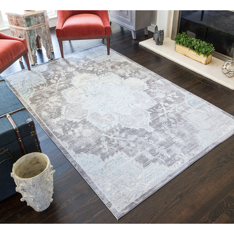 Tapis gris rétro Hickerson, Rectangle 5 pi x 7 pi