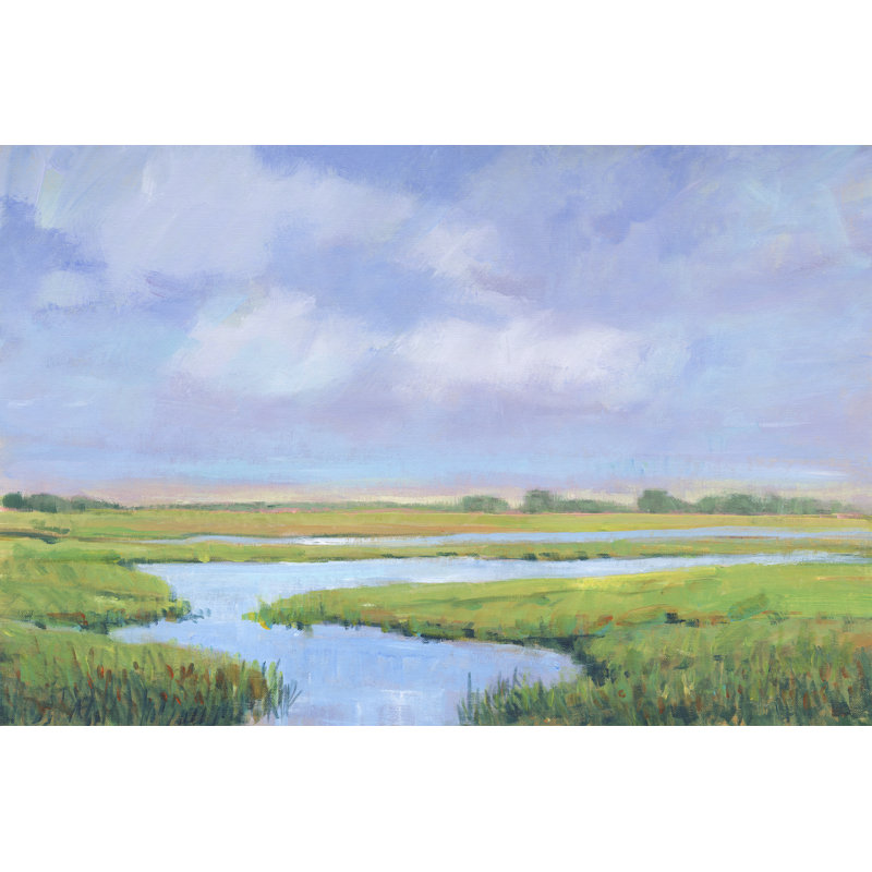 " Summer Marsh II " by Tim OToole, 8" H x 12" W, White Floater Framed, White