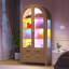Freestanding Arch Display Cabinet with RGB Lights and Motion Sensor, Large Capacity Tempered Glass Doors Office Storage Cabinets-1257886260