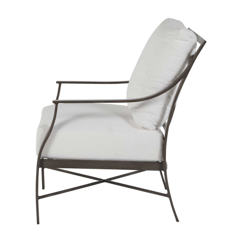 Monaco Arm Chair with Cushions, Natural White, Slate Gray, No Welt